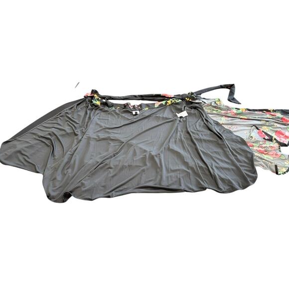"CABI" Floral Wrap Skirt SZ‎ S Long Flowing Ruffle Black w Floral Beach Tropical - Picture 5 of 8